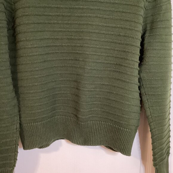Princess Highway Women's Olive Green Cropped Knit Sweater Size 14 Crew Neck - Picture 3 of 9